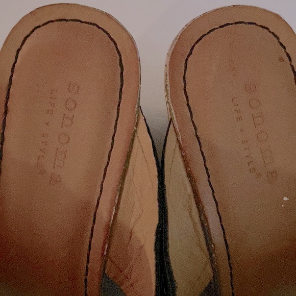 Sonoma Life& Style women’s black wedge slip on sandals, cork style 3” heel-8.5 🌹 - Picture 4 of 9